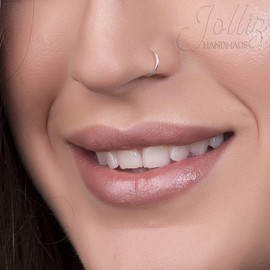 Pair of Clip-On Nose Rings - No Piercing Needed Dainty 7mm Hoops 20 Gauge Fake Nose Piercing – Snug 925 Sterling Silver & 14K Gold Filled Faux Nose Piercings – Gift Ready Purchase