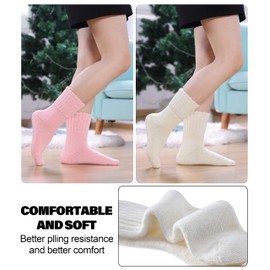 SDBING Boot Socks for Women Winter Warm Soft Cozy Thick Thermal Hiking Crew Socks Gift 3 Pairs (Yellow Cream Pink 3 Pairs, 6-10)