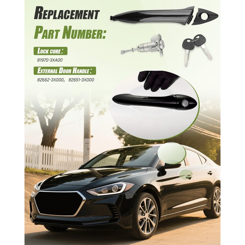 LANDSIN Front Left Exterior Door Handle Kit and Door Lock