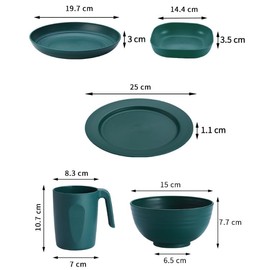 BSTMOME 20PCS Plastic Dinnerware Sets, Unbreakable and Reusable Light Weight Plates Mugs Bowls Dishes Easy to Clean, Great for Home, Garden, Picnic, Camping, Outdoor (4 Colors)