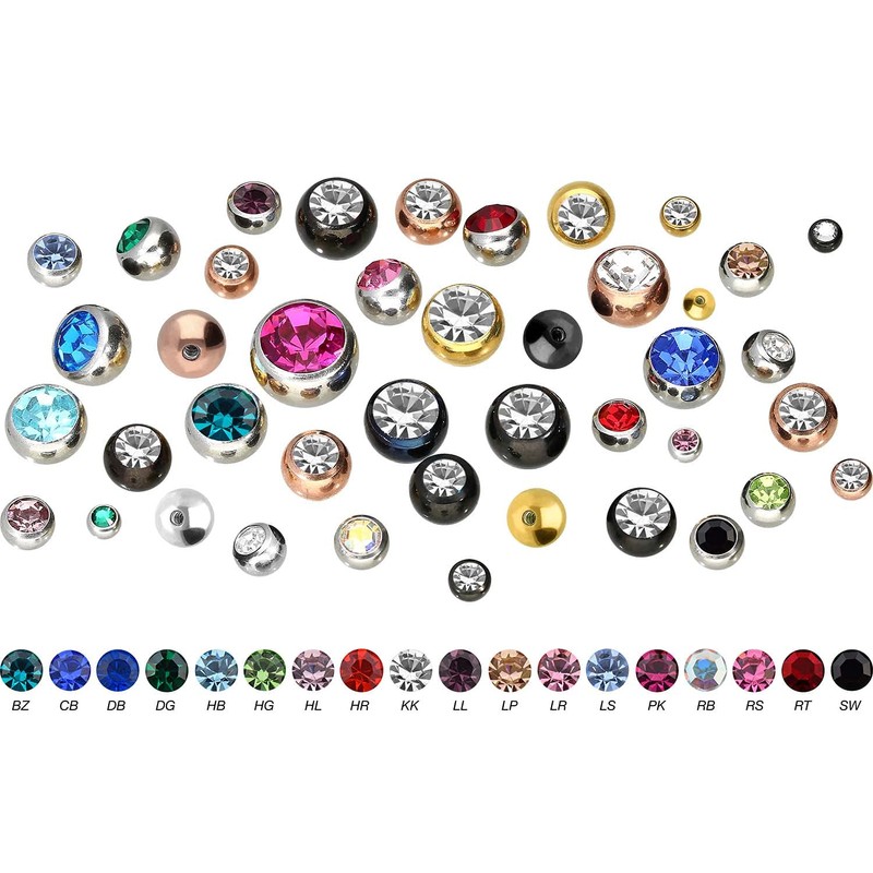 PIERCINGLINE Universal Titanium Screw Ball Crystal Piercing Banana Bell Replacement