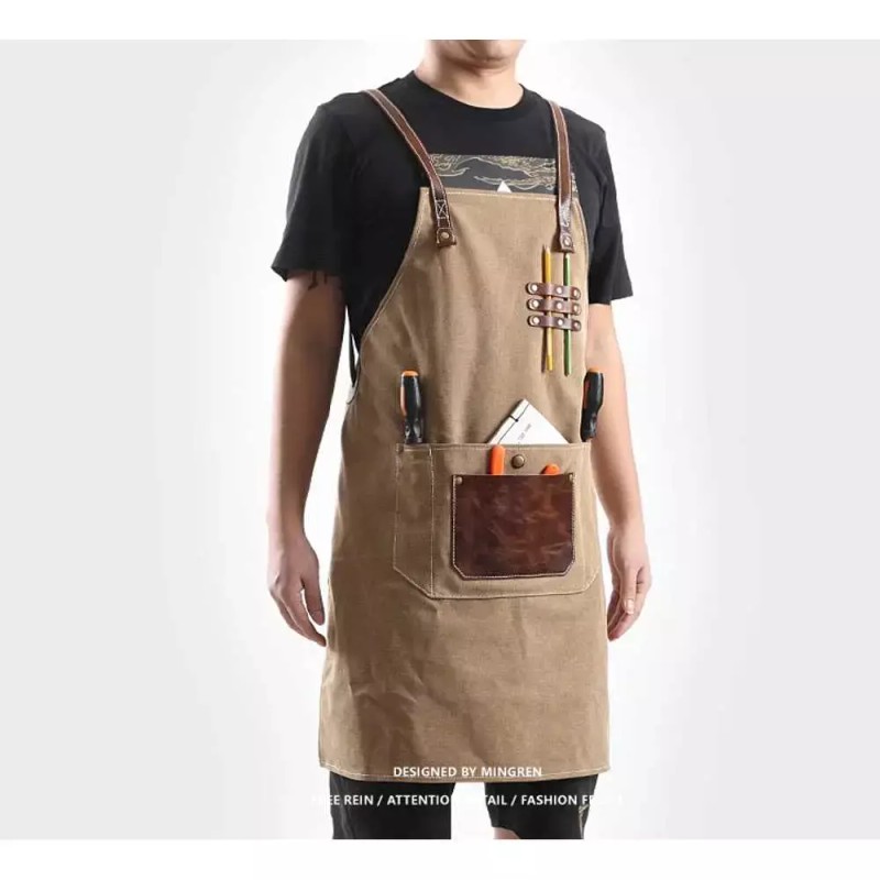 캔버스 앞치마 목공용 바리스타 공방 [회색] Canvas Apron for Woodworking