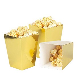 Gold Popcorn Boxes Mini Pack of 12, Paper Popcorn Container for Birthday Party, Graduation, Wedding, Carnival, Movie Night