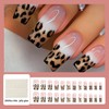 Kabwea 24 Stück Leoparden Press on Nägel, Gold Glitzer Fake