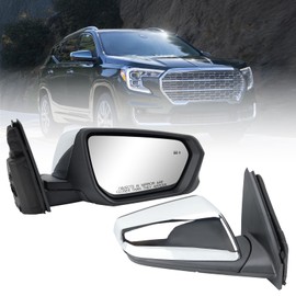 MOFOAP Passenger Side Mirror Compatible With 2018 2019 2020 2021 2022 2023 2024 Chevy Equinox GMC Terrain Mirrors With Power Glass Heated Turn Signal Blind Spot Replaces#84225387(Chrome)8 Pins