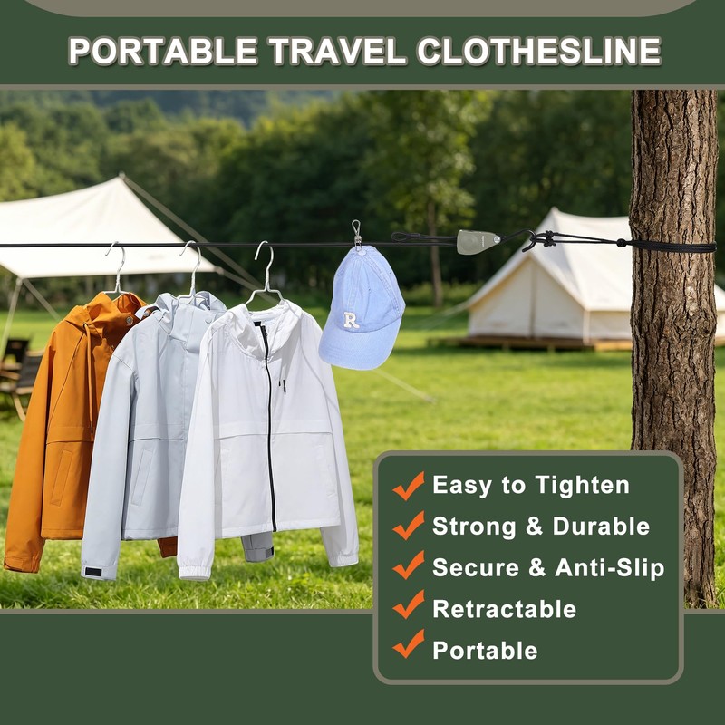 Vigorport Retractable Travel Clothesline, Heavy Duty Pulley Clothes Line