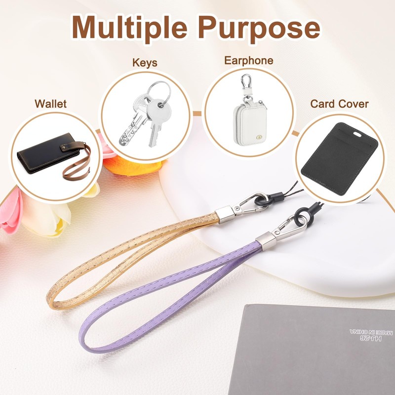 sourcing map 2 Pcs Smooth Leather Wristlet Strap, Prevent Drop