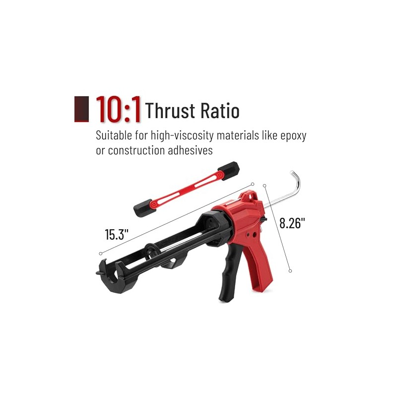 Bates- Caulking Gun Tool, 10:1 Thrust Ratio, Black & Red,