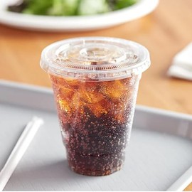 12OZ Disposable Pet Cold Clear Cups with Flat Lids Lids and Plastic Wrapped Straws Perfect for Smoothies, Iced Coffee, Juices, Cocktails and Soda (50)