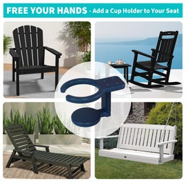 Poly Cup Holder for Adirondack Chairs – Weatherproof, Durable Drink Holder for Resin or Plastic Outdoor Furniture –Navyblue