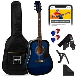 Best Choice Products 41in Full Size Beginner All Wood Acoustic Guitar Starter Set w/Gig Bag, Strap, Capo, Strings, Picks - Blue