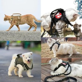 Arnés táctico para Gato, Correa para Caminar, a Prueba de Fugas, Chaleco Ajustable para Gatito con Parche para Servicio Militar, Entrenamiento para...