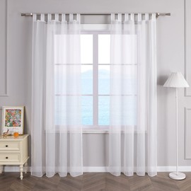 ESLIR Tab-Top Curtains Window Curtain Transparent Voile 1 Piece