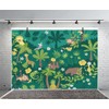 7x5ft Jungle Forest Backdrop Cartoon Animals Monkey Giraffe Palm Tree