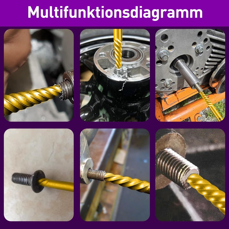 12-Piece Titanium Screw Extractor Set with 5 Cobalt Twist Drills,
