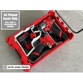 Jonah Pope Design 3d Printed Insert Designed for Milwaukee Packout Organizer and M12 Gen3 Drill/Impact (Insert Only) (Red)