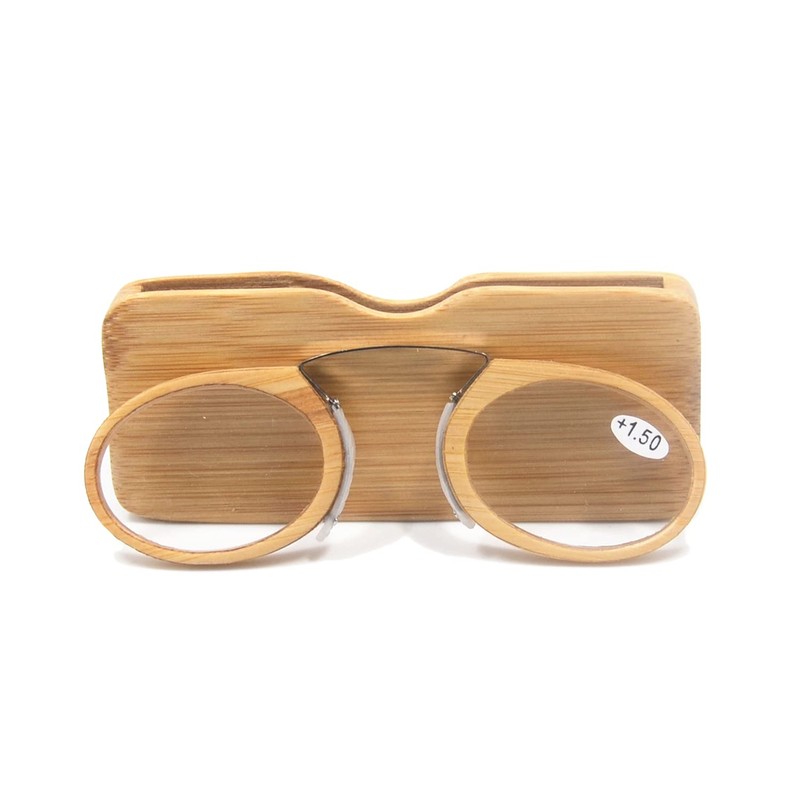 [Henghao] 携帯用 超軽量竹製 老眼鏡 手作りシニアグラス おしゃれ リーディンググラス 専用ケース付 H6037 (竹色,