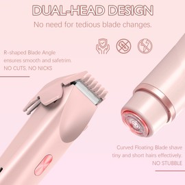 2 in 1 Dual-Head Electric Razors for Women Pubic Hair, Bikini Trimmer for Women