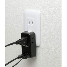 Princeton PPS-UTAP3BBK Compact OA Tap with 2 USB Charging Ports (Up to 2.4 A) + 3 Power Strips (Up to 1400 W), Black