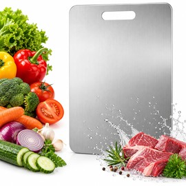 Stainless Steel Cutting Board for Food Prep – Double-Sided Chopping Surface for Meat, Fruits & Vegetables