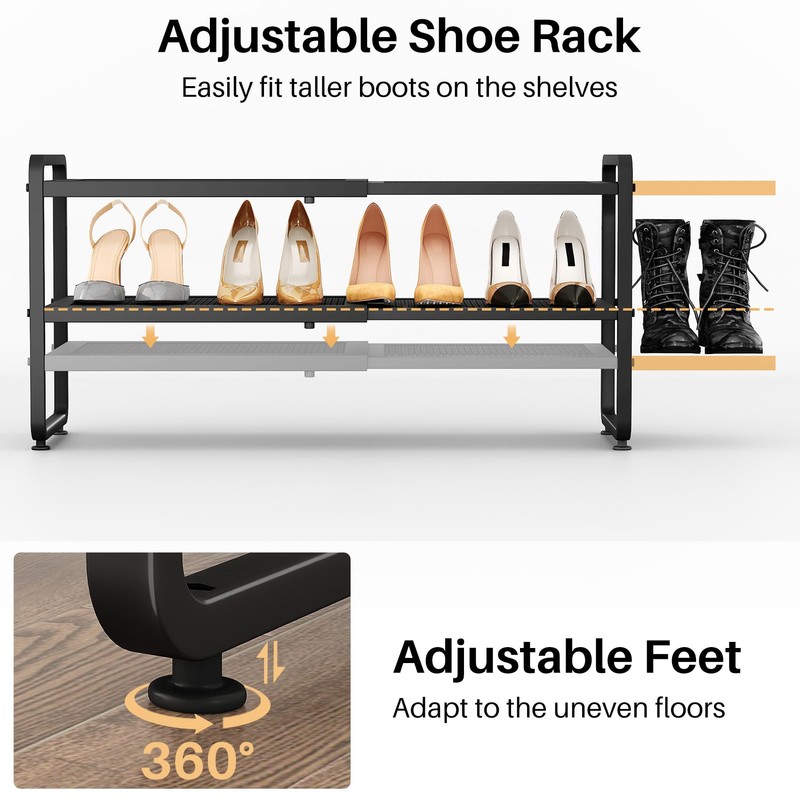 SNTD Shoe Rack - Expandable Shoe Organizer for Closet, Adjustable
