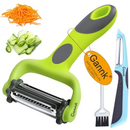 GANNK Potato Apple Vegetable Peelers for Kitchen, I and Y Peelers for Fruit Veggie Potatoes Carrot Cucumber, 3 in 1 Blade Spin Design With Julienne Function