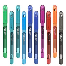 Newell Brands InkJoy Capped Gel Ink Pens, 0.7mm Medium Nib, 10 Pack, Multicolor, Water Resistant, Ergonomic Grip, Ambidextrous, Roller Ball Pen