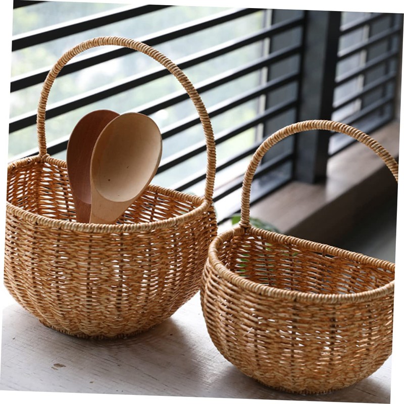 KOMBIUDA Countryside Decorative Basket Hanging Egg Container Plastic Storage Tight
