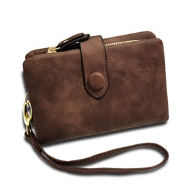 YOTOO Ladies Wallet RFID Blocking Women Leather Wristlet Clutch Card Coin Purse Bifold (Brown), Medium