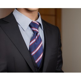 S&W SHLAX&WING Skinny Mens Neckties Striped Blue Navy with Red Stripes for Suit 6cm Slim