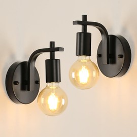 Pheashine 2 Pack Industrial Wall Lights Indoor Black Wall Lamps Vintage E27 Metal Wall Sconces Lights for Bedroom Living Room Kitchen Hallway,Restaurant, Bar (Not Included Bulb)