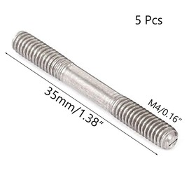 TOP-VIGOR 5Pcs Double End Threaded Stud Screw Bolt, M4x35mm 304 Stainless Steel Rod Bolts Thread Reducer Adapter, Adjustable Push Rod Stud for Furniture Hardware Machinery Maintenance and Fixes