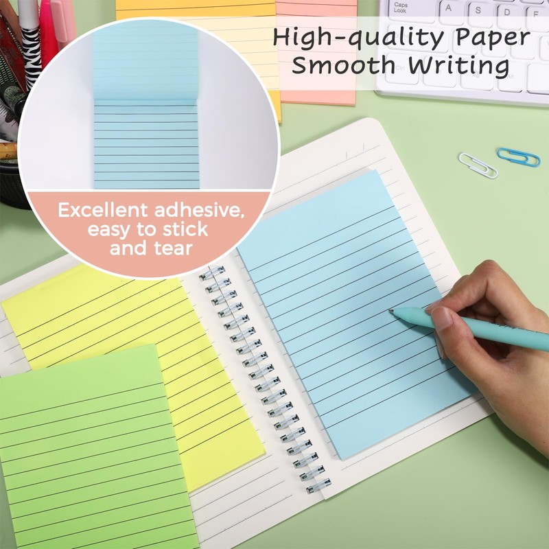 7 pcs Lined Stick Notes, 4X6 in Large Self-Stick Pads