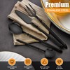 Joincook Black Unique Silverware Set,16-Piece Stainless Steel Cutlery Set for
