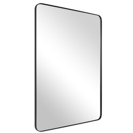 ANDY STAR Wall Mirror for Bathroom with Stainless Steel Metal Frame, 22"x30" Rectangle Rounded Corner Frame, Matte Black Finish