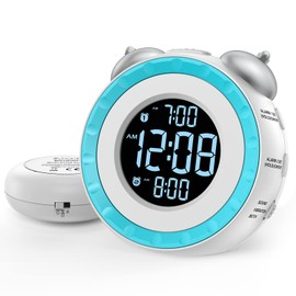 uscce - Reloj despertador doble con agitador de cama, 0-100% atenuador, despertador vibratorio para personas que duermen o con problemas auditivos, fácil de configurar, puerto de carga USB,