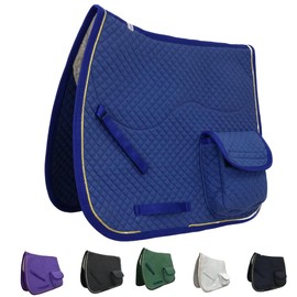 Derby Originals Dressage Saddle Pad with Pockets and Half Fleece Padding, Blue
