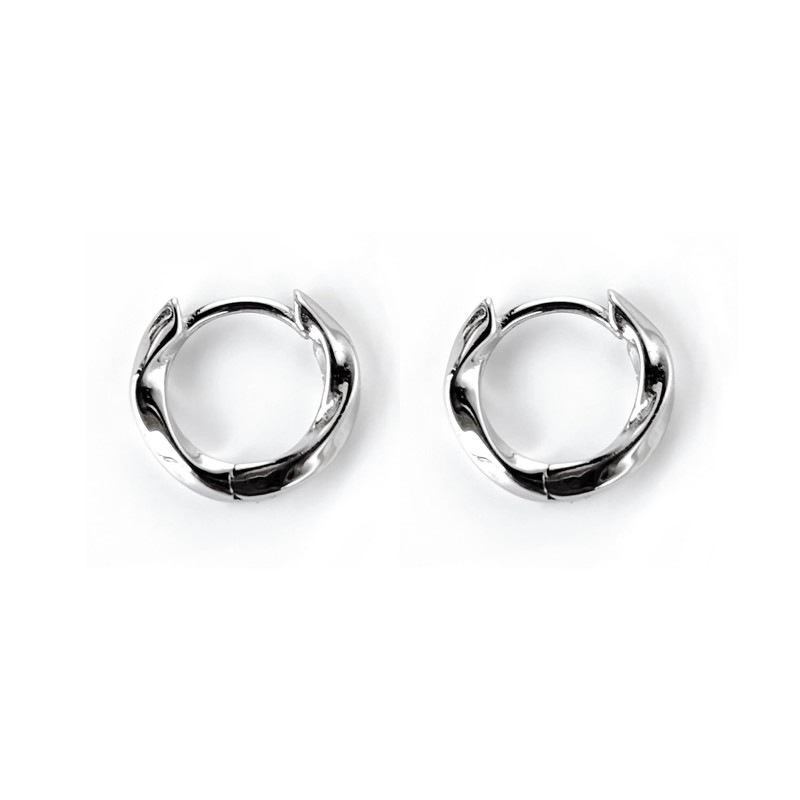 LUXSTAR Hoop Earrings, Twisted Ring, 925 Silver, Gold, Silver Binaural