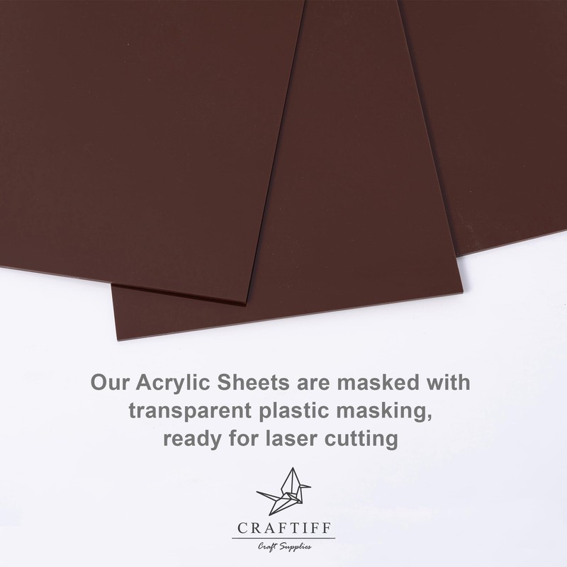 Dark Coffee Opaque Brown Acrylic Sheets 1/8 Thick, 12x8 inch,