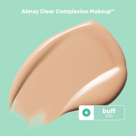 Almay Almay Clear Complexion Acne Foundation Makeup with Salicylic Acid, Medium Coverage, Soft Matte Finish, Hypoallergenic, Cruelty- & Fragrance-Free, Dermatologist Tested, 200 Buff, 1 fl oz