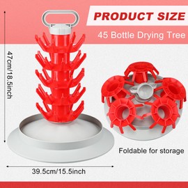 Patelai 45 Bottle Drying Tree Reusable Wine Bottle Drying Rack Screw Type Cup Drainer Space Saving Cup Storage Organizer Accessory for Kitchen