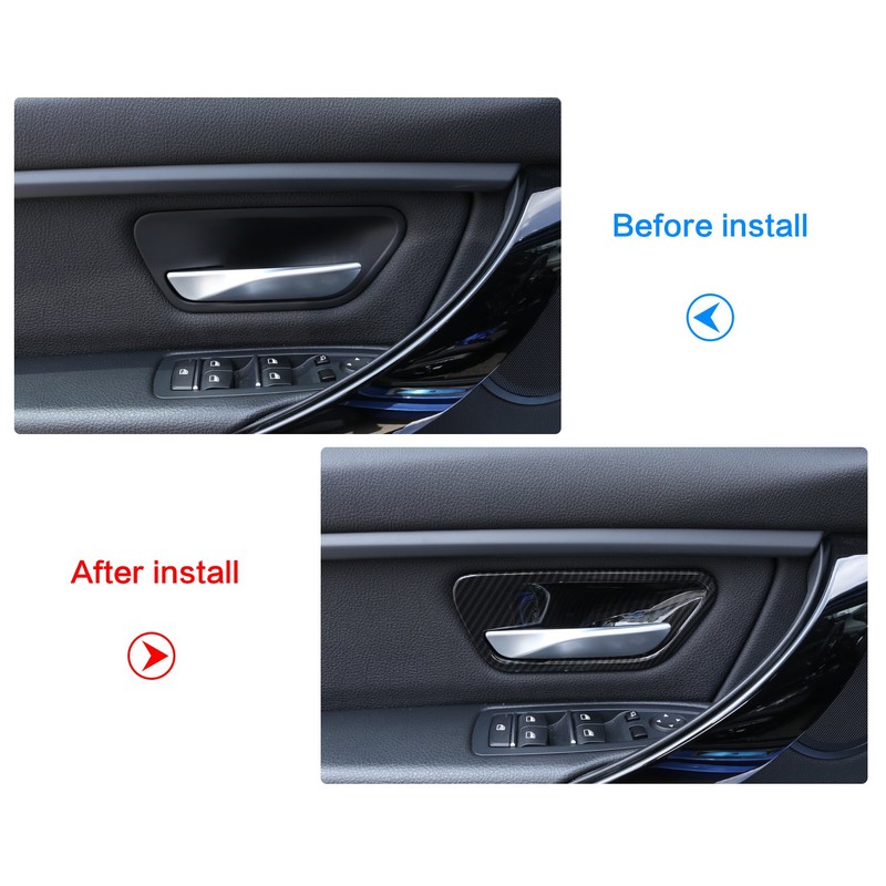 metyoucar Interior Door Handle Bowl Trim Carbon Fiber Style
