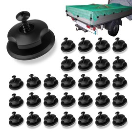 Pack of 30 Tarpaulin Hooks Pendant, Tarpaulin Buttons with Screws Round Tarpaulin Fastening Tarpaulin Plastic Button Mounting Hooks for Attaching Trailer Nets and Tarpaulins