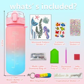 MEIYUETAOSI Decorate Your Own Water Bottle Kits for Girls, DIY Mermaid Water Bottle Decorating Kits for Girls Ages 6-12, Fun Arts and Crafts Project