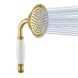 Winskybath Big Size 108MM Gold Brass Shower Head Traditional Victorian Style Handheld Shower Sprayer