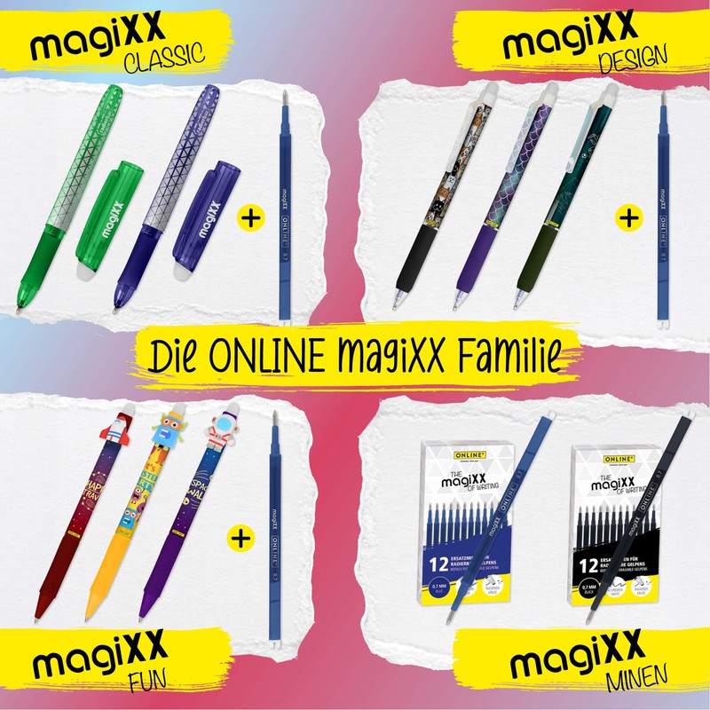 Online MagiXX, 6 x Fun Love & Peace Erasable Gel