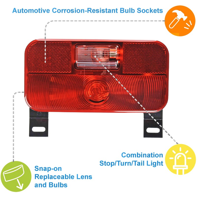 Lumitronics Red Surface Mount Stop/Turn/Tail, License Bracket/Light for RV, Trailer,