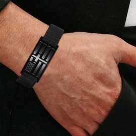 GLEZZA Baptism Bracelets for Boy Men American Flag Cross Inspirational Motivational Bracelet Bible Verse Christmas Birthday Easter Jewelry Gifts for Son Boyfriend Husband