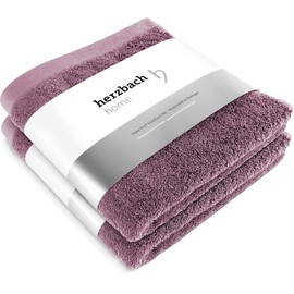 herzbach home Premium Hand Towels 50 x 100 cm Set of 2 (Mauve) - High Quality, Soft and Absorbent Towels in Best Quality - 100% Natural Cotton