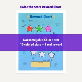 Color The Stars - Reward Chart for Kids (10 Sheets Included) - Child Gets Reward When They Complete a Sheet - Behavior Chart - Incentive Chart - Rewarding Kids at Home